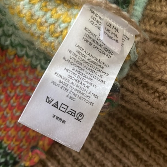 Anthropologie Carlotta Shawl Oversized Cardigan Fair Isle Sweater Sz M/L - Picture 7 of 8